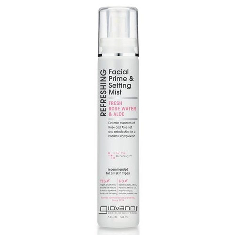 GIOVANNI Refreshing Facial Prime Setting Mist - Hydrating Rose Water Spray for Glowing Skin - 5 Fl Oz