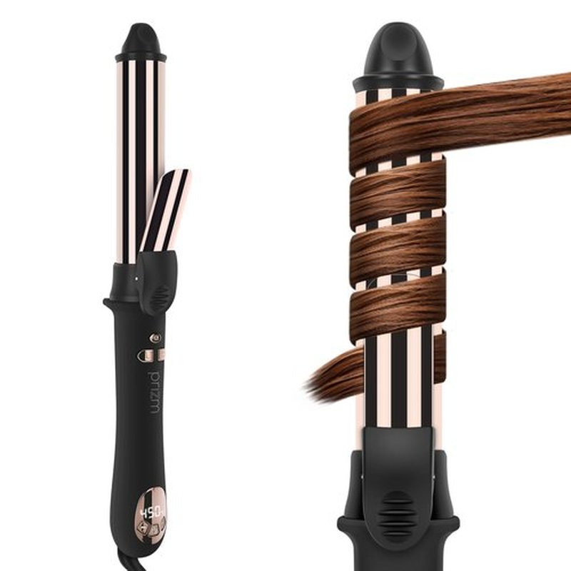 Prizm 1.25inch/32mm Automatic Curling Iron for Big Curler, Rotating Curling Wand Up to 450°F, LCD Display, Auto-Shut Off & Dual Voltage, Negative Ion