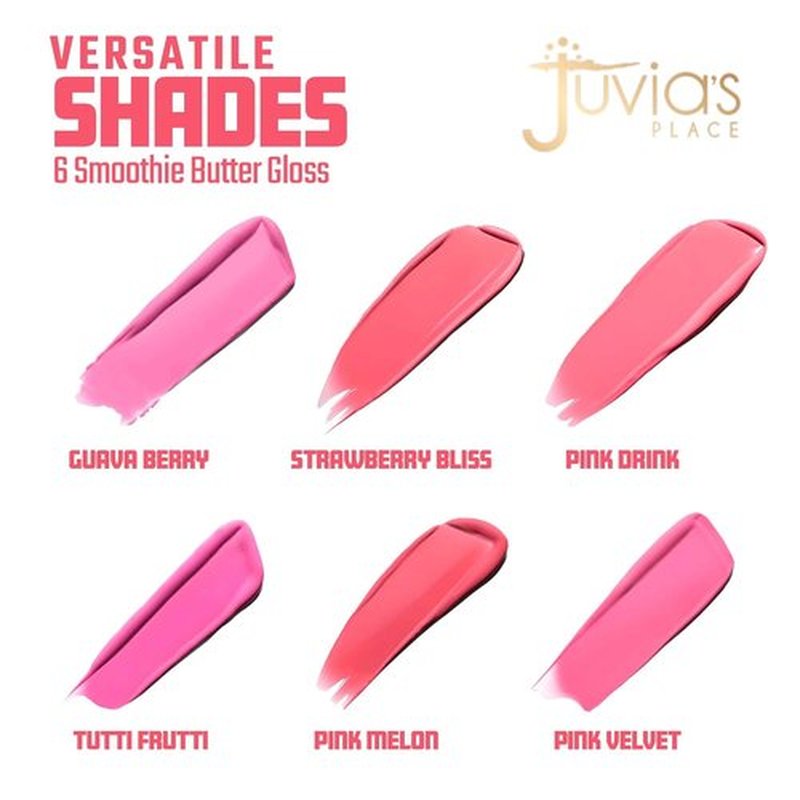 Juvia's Place Smoothie Lip Gloss - Hydrating Pink Velvet Cream Lipgloss | Non-Sticky Plumping Formula with Cocoa Butter & Chia Oil