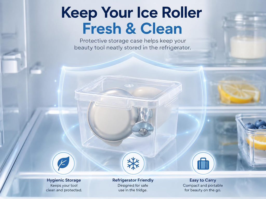 crbucrno Ice Roller for Face & Eyes - Ice Face Roller for Cooling & Morning Depuffing, Stainless Steel Face Roller for Eye Bags & Migraine Relief,Skin-Refresh Tool&Hygienic Storage (2pcs)