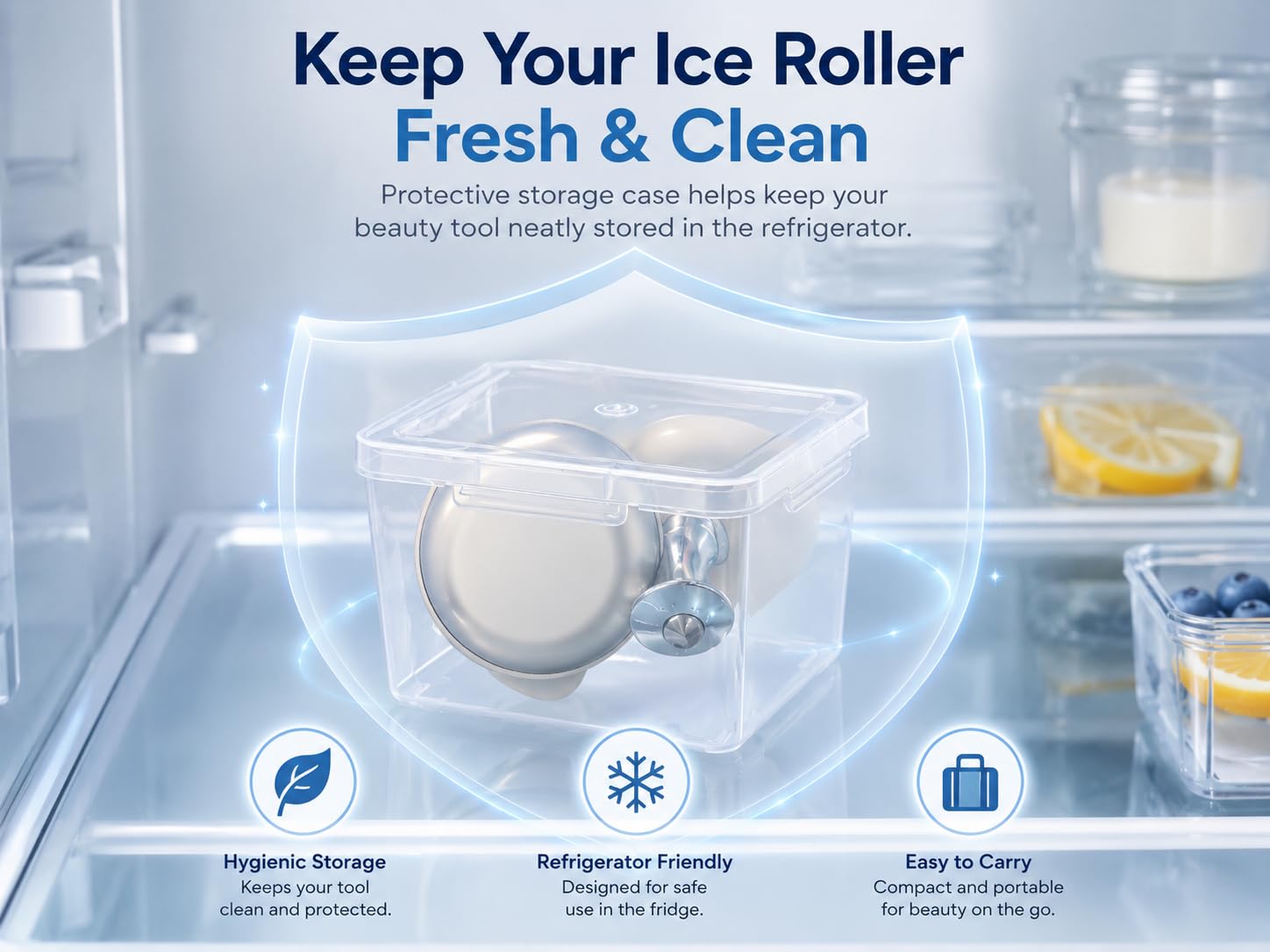 crbucrno Ice Roller for Face & Eyes - Ice Face Roller for Cooling & Morning Depuffing, Stainless Steel Face Roller for Eye Bags & Migraine Relief,Skin-Refresh Tool&Hygienic Storage (2pcs)