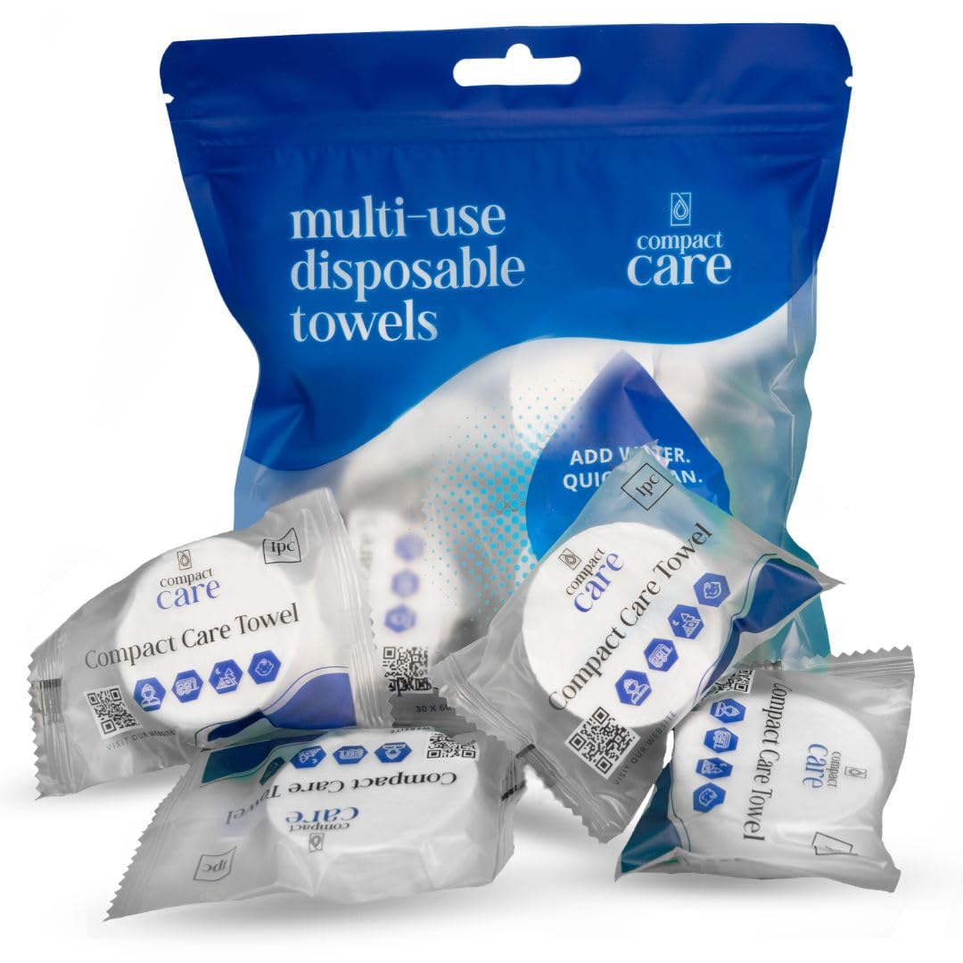 Compressed Towels 12 Pack - 100% Cotton Disposable Face Towels - Expandable Travel Towel Tablets - Disposable Towels for Camping, Hiking, Travel, Home & Personal Hygiene - Chemical-Free Hand Towels