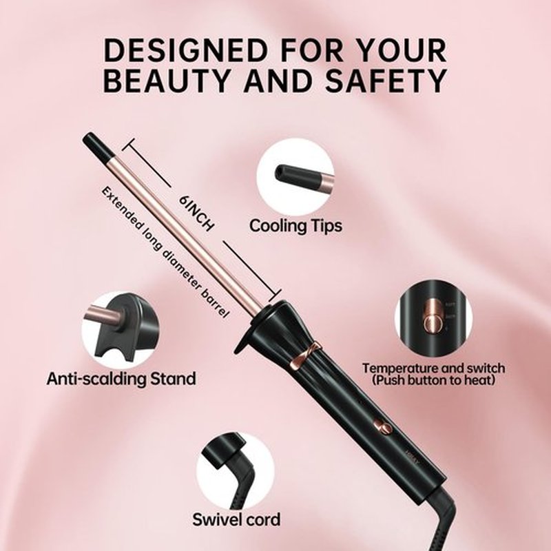 Hahahope 3/8 Inch Curling Iron,9mm Tiny Curling Wand,Ceramic Small Barrel Curling Iron with Adjustable Temperature,Fast Heating,for Short & Long Hair
