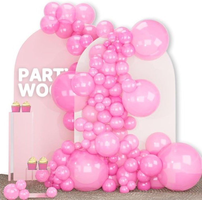 PartyWoo Pearl Pink Balloons - 140-Piece Baby Pink Balloon Arch Kit | 18", 12", 10", 5" Sizes for Parties