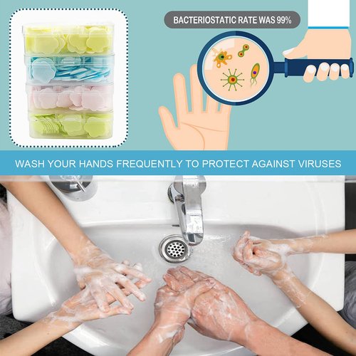 FERCAISH 400 Petal Soap Sheets, Portable and Dissolvable Soap Paper Sheets for Hand Washing and Cleaning, Perfect for Children and Adults on Outdoor Travel and Camping Hiking(4 Box Set)
