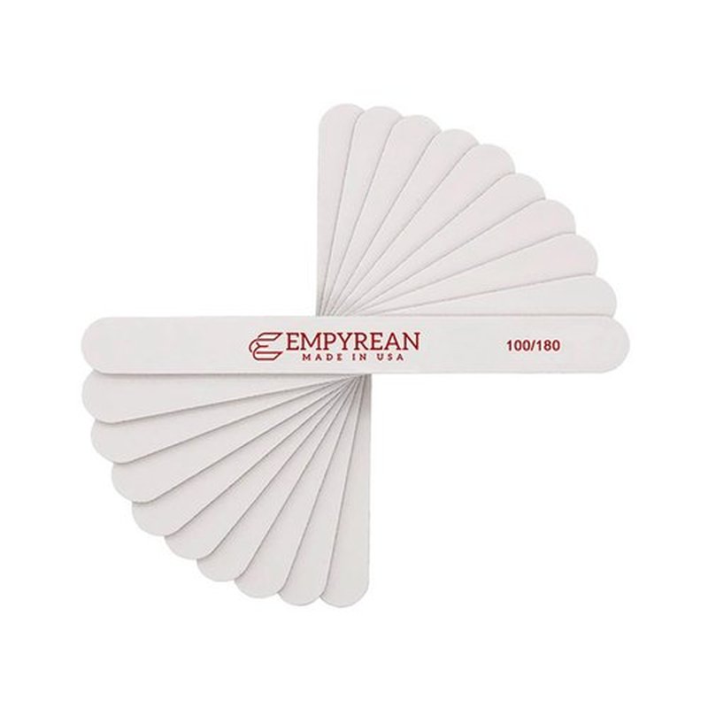 Empyrean Premium Nail Files | Made in USA | Coarse 100/180 Medium | Disinfectable Washable Reuseable | White Cushion File
