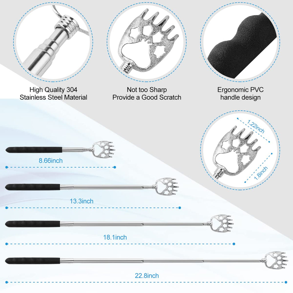 Yeipis 3 Pack Different Back Scratcher Metal Portable Telescoping with Rubber Handles, Extendable Back Massager Tool with Beautiful Box, Stocking Stuffers for Men Women Christmas Presents(Black)