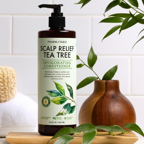 PHARM TO TABLE Tea Tree Conditioner - Soothing Scalp Relief & Hair Detangler | 16.2oz, Infused with Natural Oils