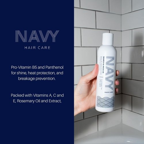 NAVY HAIR CARE Search and Rescue Shampoo | Biotin and Rosemary Oil Enriched for Hair Growth | Paraben Free | 8 oz (Pack of 2)