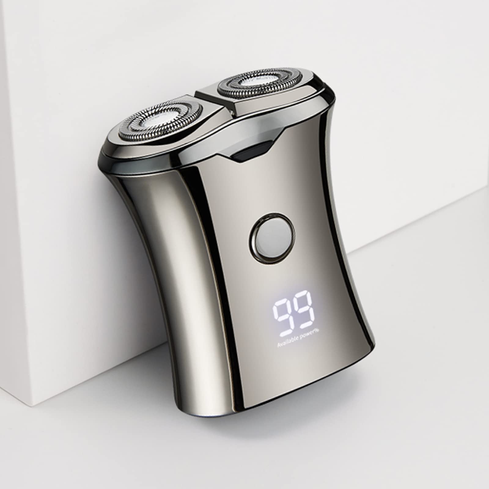 Electric Mini Travel Shaver for Men - Pocket Size Washable Electronic Razor - Mens Rechargeable Portable Cordless Small Shaving Face Beard - Wet & Dry Rotary Compact Electrical Shave