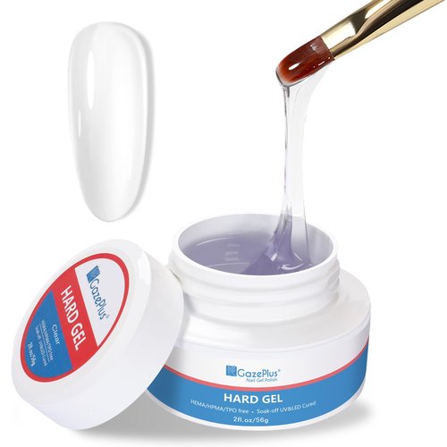 GazePlus Clear Hard Gel for Nails, 10 in 1 56g Large Capacity Builder Gel For Nail Extension Strengthen for Professional Salon and Nail Art DIY