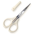 Humbee Eyebrow Scissors Self Care Tools Small Scissors for Facial, Nose, Eyebrow, Mustache, and Beard Hair Trimming & Grooming, Straight Edge, White Short Cap