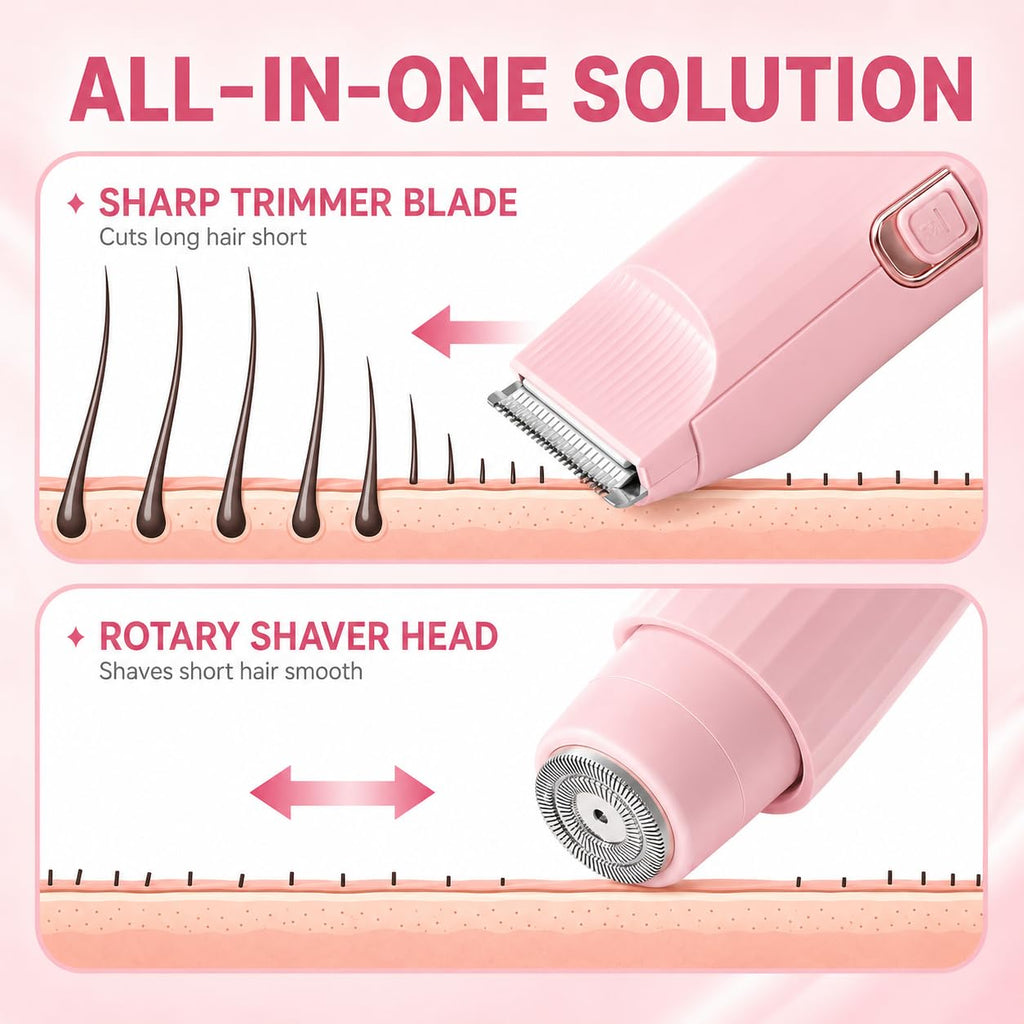 Bikini Shaver Women's Electric Razor Electric Bikini Trimmer for Women Painless Electric Razors for Pubic Hair, Face, Legs, IPX7 Waterproof Underarms Electric Bikini Trimmer for Women