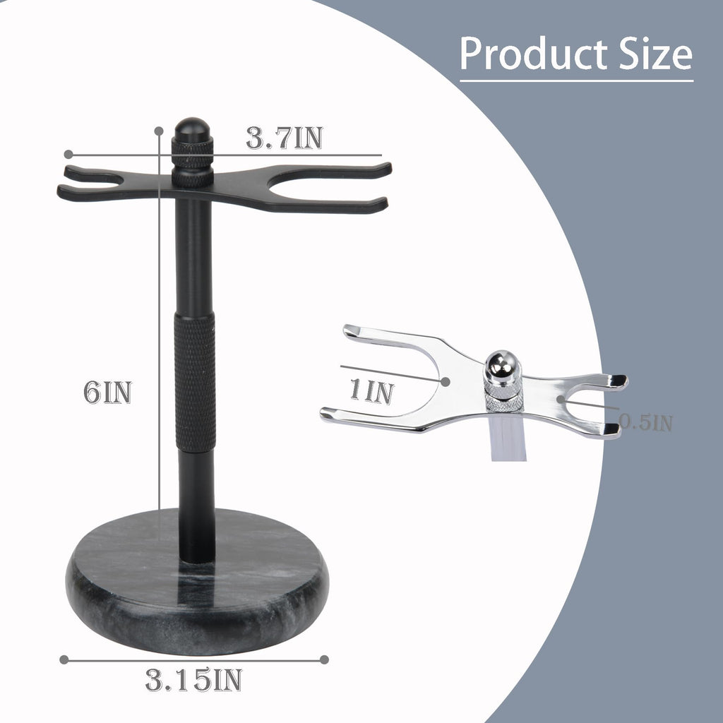NUOYIA Razor and Brush Stand,Marble Base Razor Holder is More Stable,the Base Will Not Rust and the Fitted Protective Spacer Protects Your Countertop Better Decoration as a Gift(Black)
