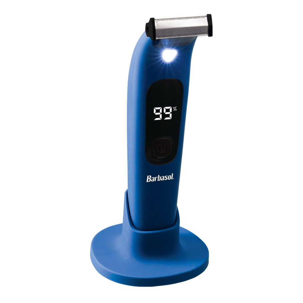 Barbasol Face and Body Shaver, Hybrid Face and Body Single Blade Shaver, Rechargeable with a 2 Hour Run Time, Wet or Dry Shave, LED Screen, Built in Light, Stainless Steel