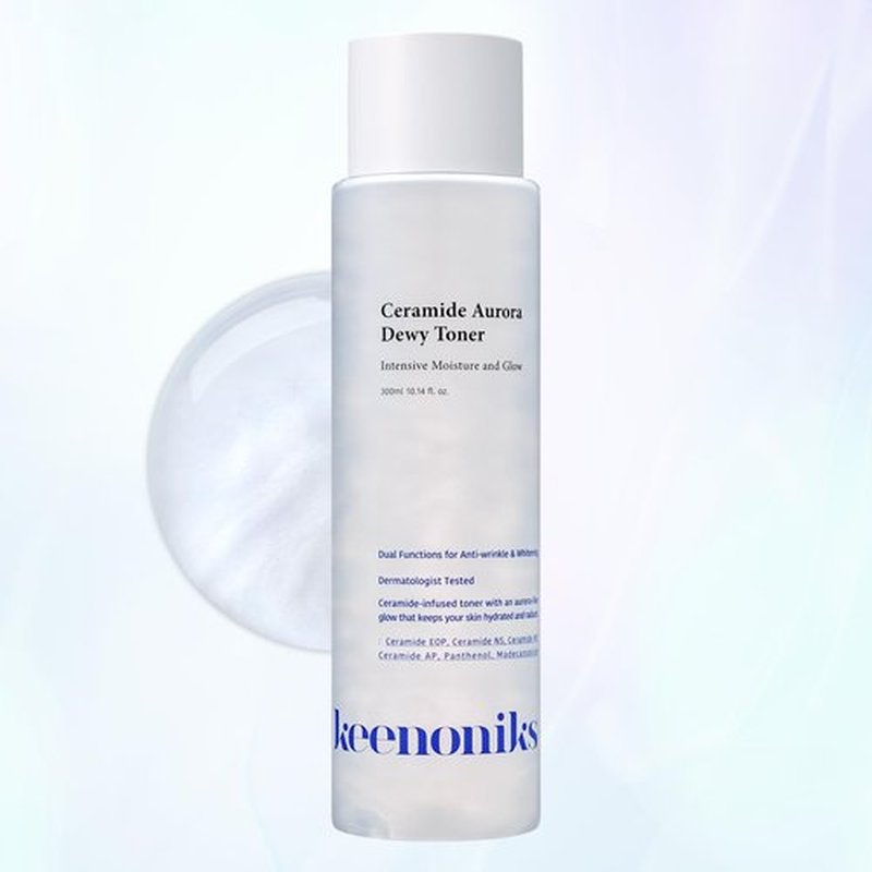 keenoniks Ceramide Aurora Dewy Toner – Deeply Hydrating & Barrier-Repair Toner for Radiant, Healthy Skin - Korean Skincare for Sensitive Skin - 300ml (10.14 fl oz)