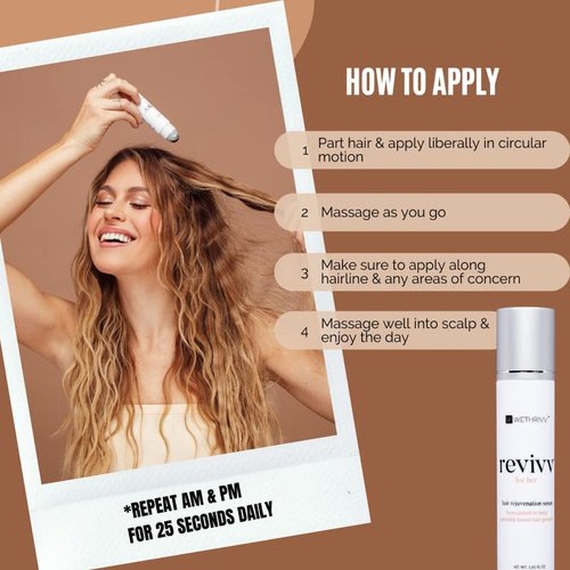 REVIVV Hair Growth Serum - 100% Natural Formula for Thicker, Fuller Hair | 1oz Bottle, 45-Day Supply
