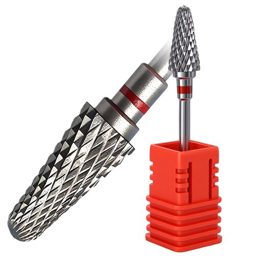 FANTEXY Carbide Nail Drill Bit - 3/32" Gel Polish Remover Drills Bit,5 In 1Cone Tungsten Drill Bits Set Nail File, Professional Tungsten Steel Nail Drills Tip for Acrylic Gel Nails Removal(Fine-F)