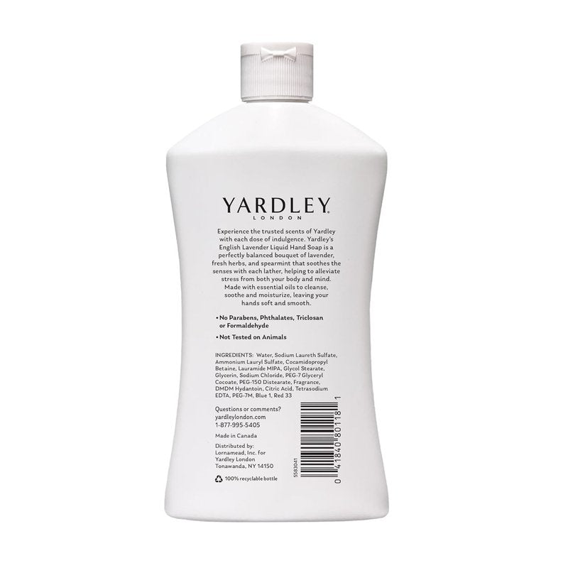Yardley London English Lavender Liquid Hand Soap Refill 16 oz Bottles, 4 Pack – Moisturizing Hand Wash with Soothing Lavender Scent