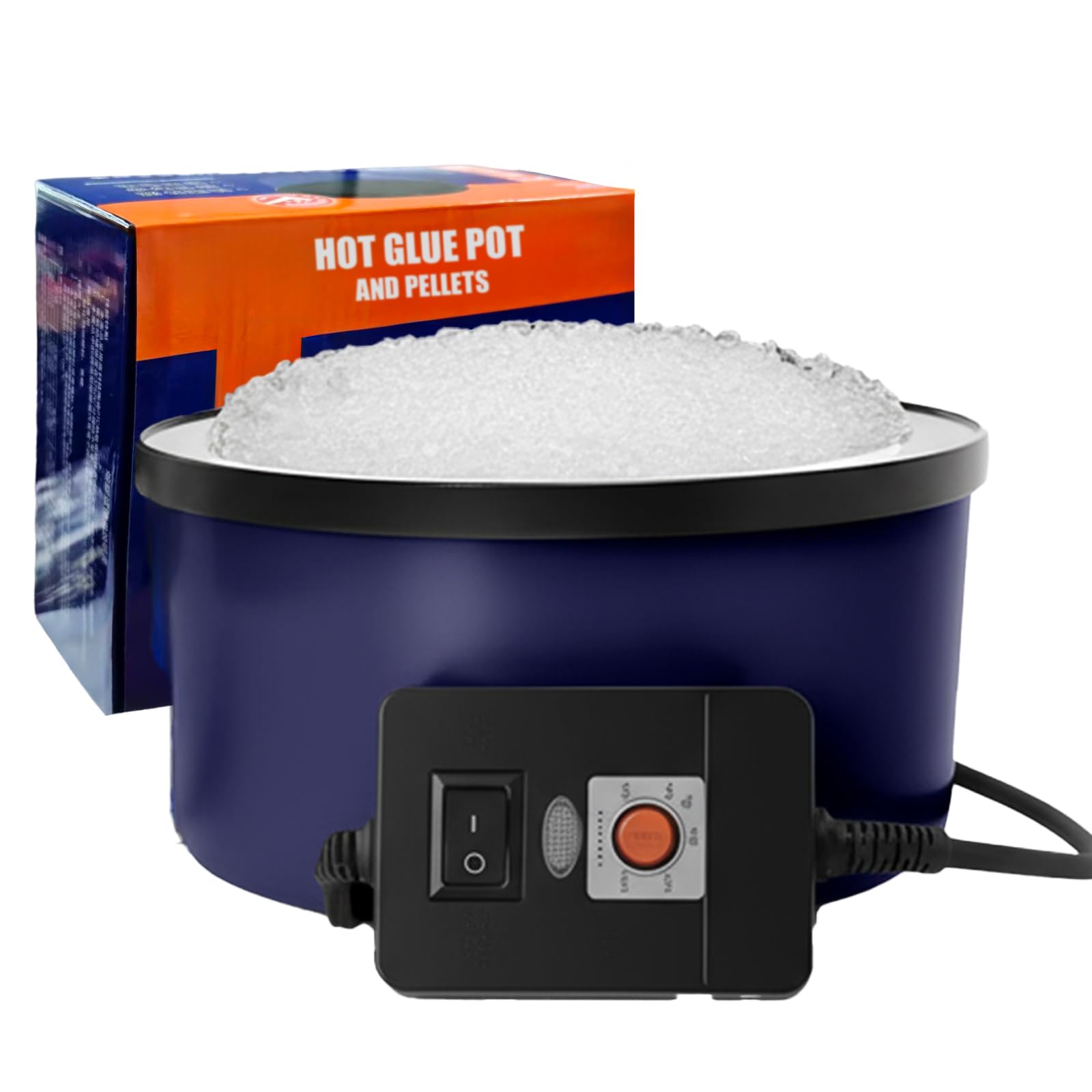 Electric Glue Pot for Crafts with 1lb Pellets, 225-400°F Adjustable Temperature, 160ml Hot Pot, 5-1/4" Diameter, 1" Depth - Fits Sticks and Glue Pellets - Great for Crafts, DIY Projects Pellets