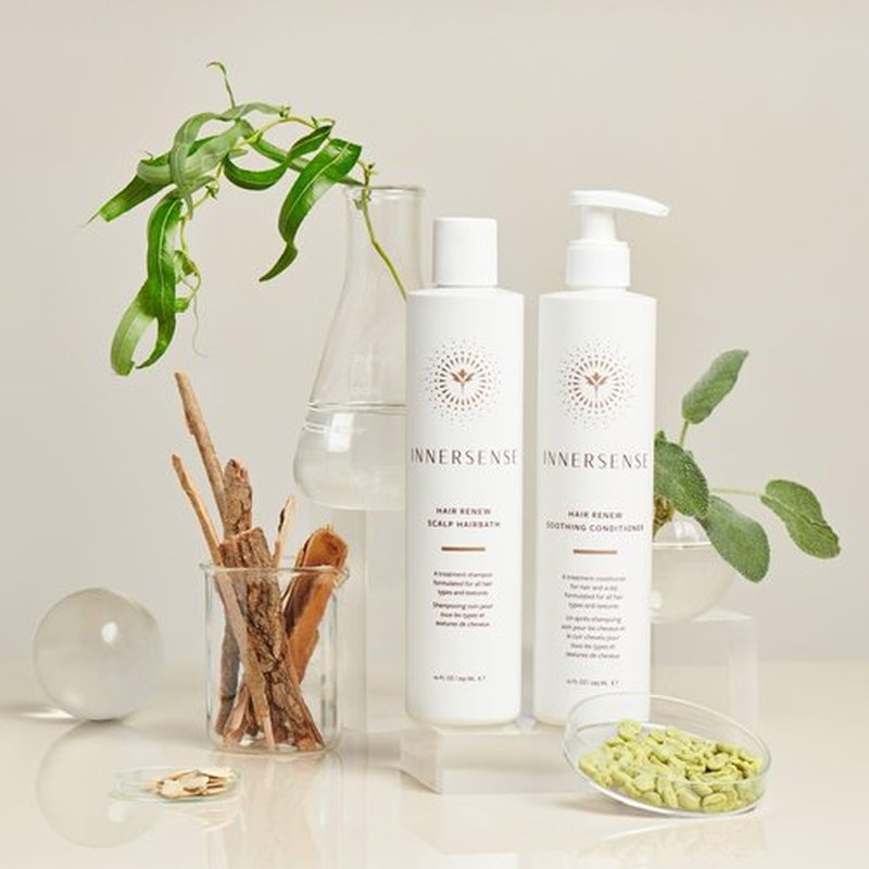 INNERSENSE Organic Beauty - Hair Renew Scalp Balance Duo | Hairbath (10 fl oz) + Conditioner (10 fl oz) | Non-Toxic, Cruelty-Free, Clean Haircare