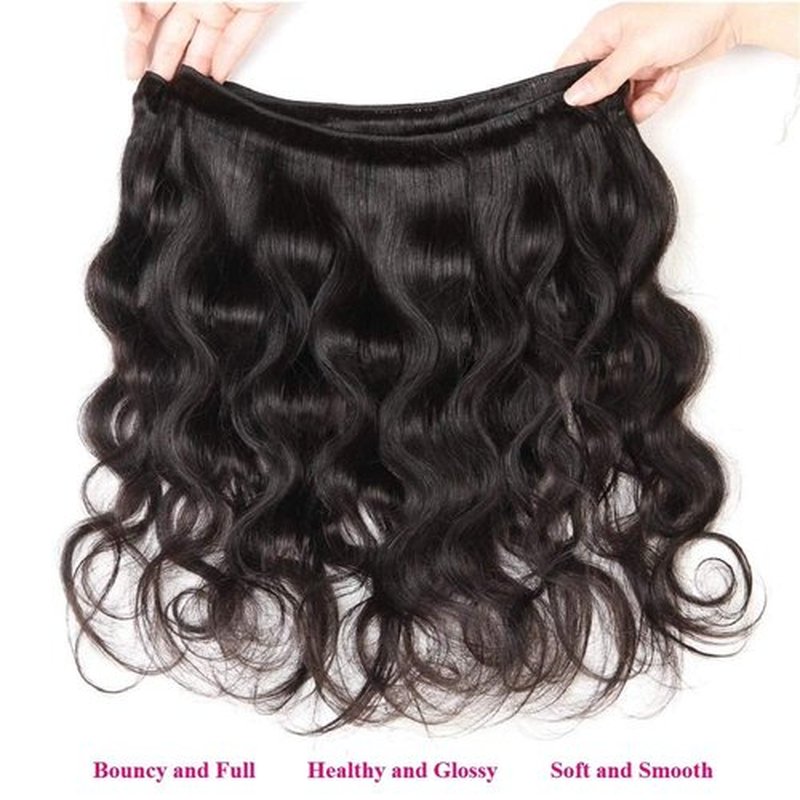 12A Body Wave Bundles Human Hair 20 22 24 Inch 100% Unprocessed Virgin Brazilian Body Wave 3 Bundles Human Hair Weave Natural Black for Women Full And Thick