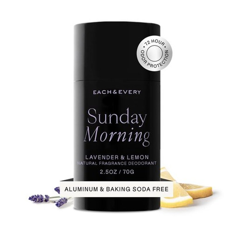 Each & Every Aluminum-Free Deodorant - Natural & EWG Verified for Sensitive Skin | Lavender & Lemon, 2.5oz