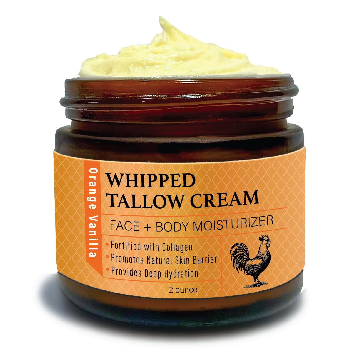 Pollo Gold Whipped Chicken Tallow Cream – Collagen-Rich Organic Face & Body Moisturizer with Olive & Essential Oils | Handmade in USA | For All Skin Types – 2 oz (Lavender Vanilla)