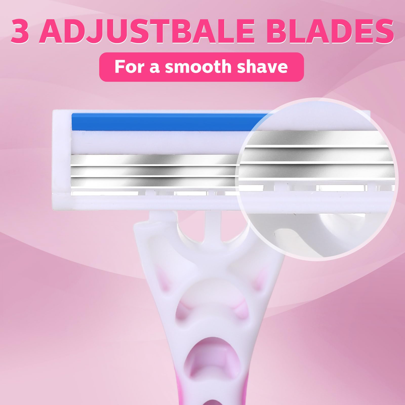 Leriton 96 Count Women's Disposable Razors Blades Bulk 3 Blade Razors for Women Disposable Head Razor Sensitive Skin Razor Comfortable Shave for Bathing Hotel Travel