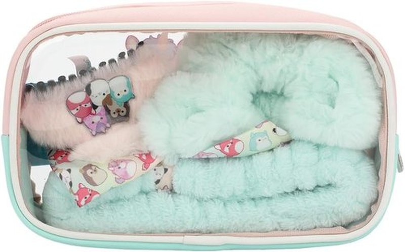 Bioworld Squishmallows Accessory Care Kit - 4-Piece Clear Cosmetic Storage Travel Bag Gift Set