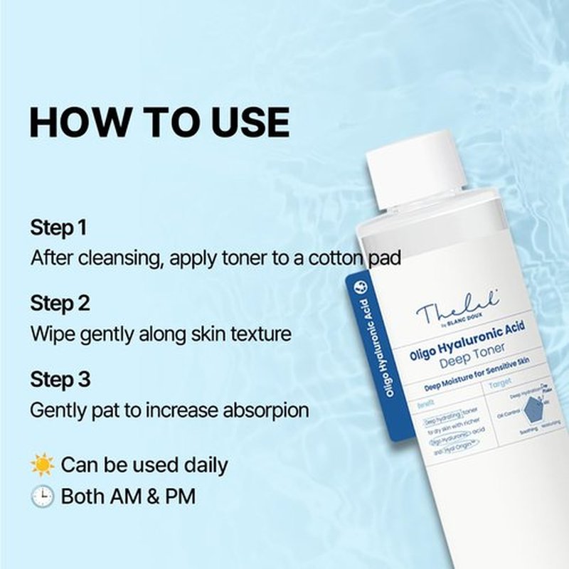 Oligo Hyaluronic Acid Hydrating Toner 200ml– Hydrating Toner for Sensitive Skin, pH Balance, Korean Skin Care, Alcohol-Free, Vegan Formula, (6.76 fl. oz.)