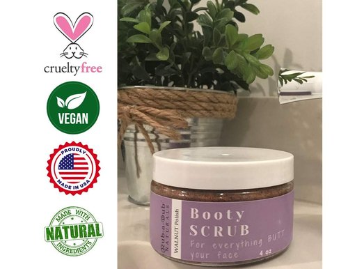 Premium Walnut Body Scrub - Exfoliating Butt Scrub for Acne, Cellulite & Stretch Marks | 4 Ounce