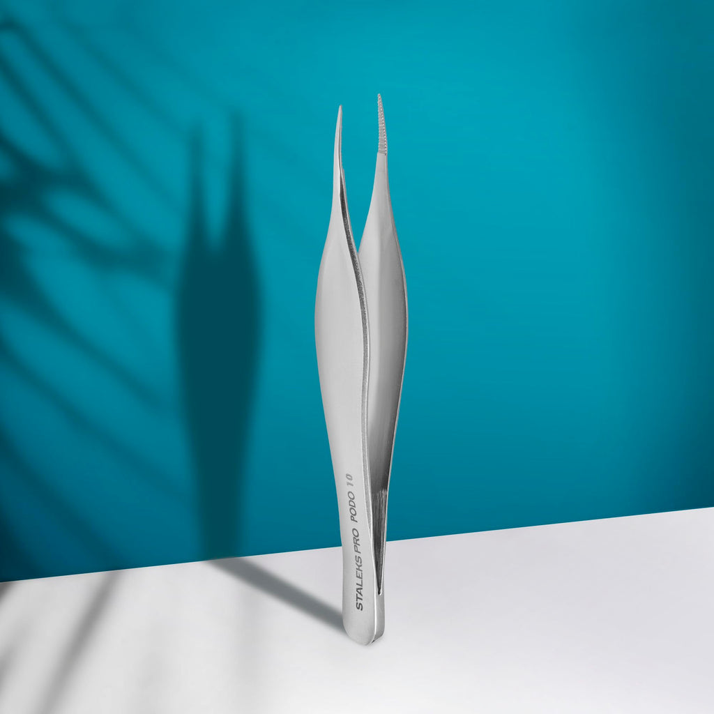 Staleks PRO Podology Splinter Tweezers PODO 10 – Stainless Steel Precision Tweezers for Ingrown Nails & Podiatry