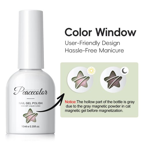 PEACECOLOR Cat Eye Gel Nail Polish Set, 6 Colors Glitter Red Green Purple Nude Sparkle Gel Polish Set Soak Off U V Lamp Magnetic Nail Polish Kit Gifts for Women DIY Home Salon