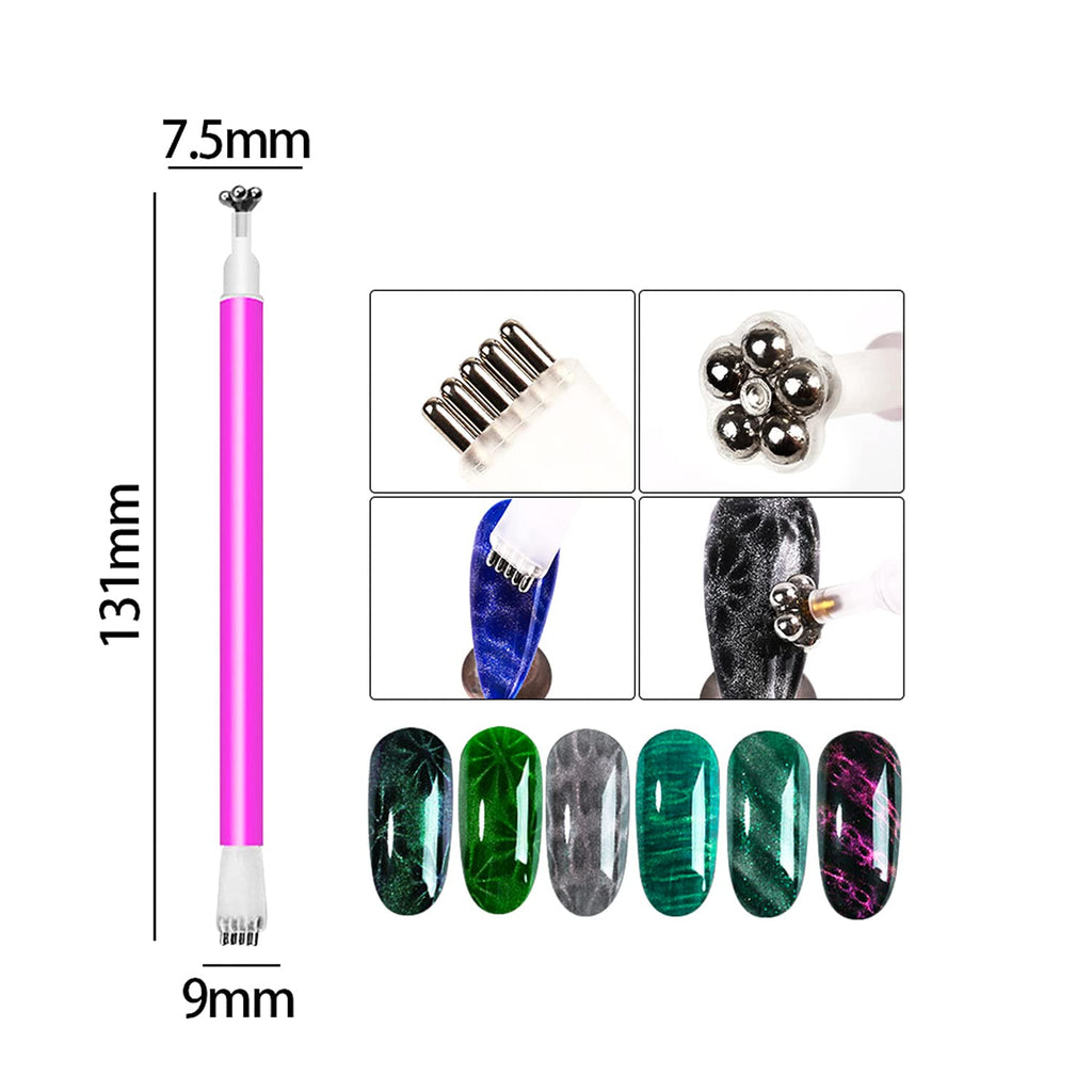 XEAOHESY 16 Pcs Nail Magnet Tool Set Magnet Plate Wand Board Magnetic Pen Stripe Nail Magnet Double Ended Magnet Wand Magnet Stick for Cat Eye Gel Polish Nail Art