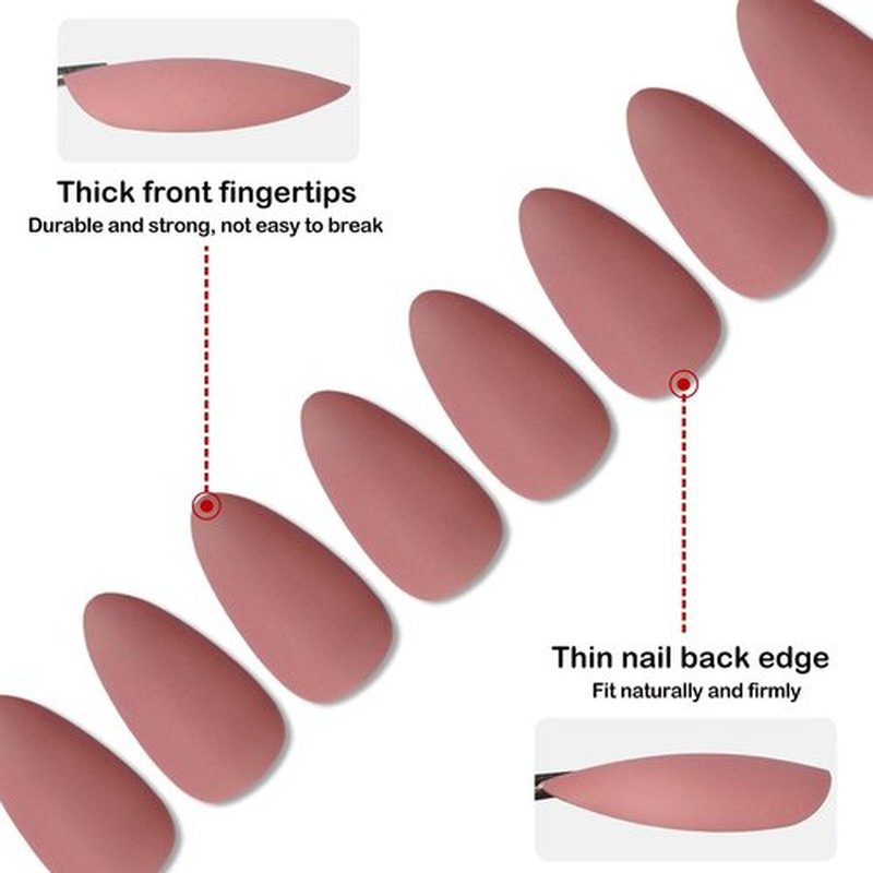 120pc Brown Press on Nails Medium Almond Fake Nails with Glue Tabs, Medium Nails Press ons Nail Almond Glue on Nail Brown Acrylic Nail XS Stiletto Matte False Nail Women Artificial Fingernails