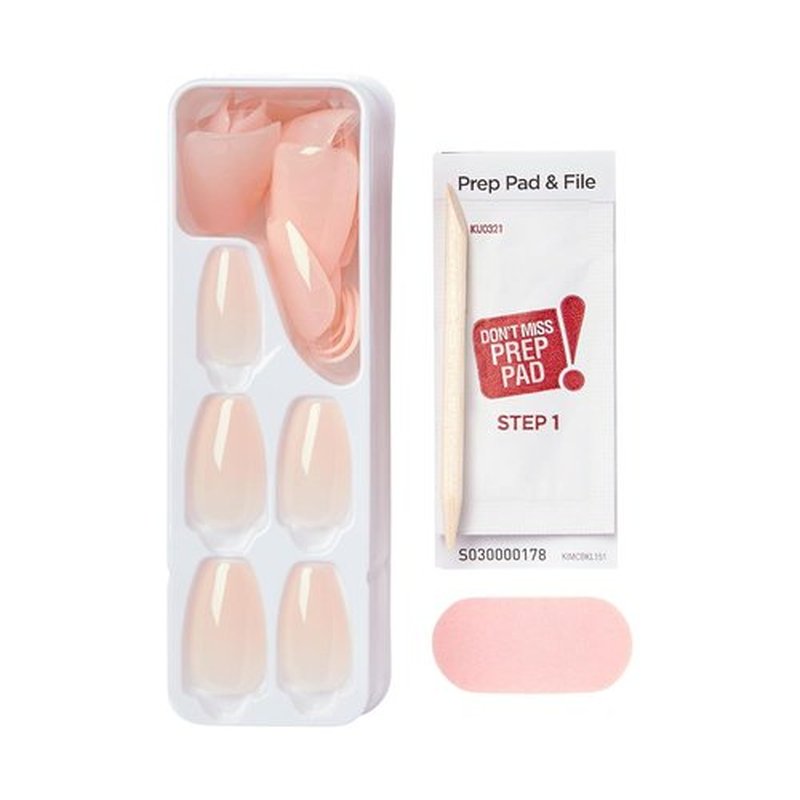 KISS imPRESS Press-On Nails - No Glue Needed, 'Serendipity' Pink, Medium Coffin Shape, 30 Nails Included