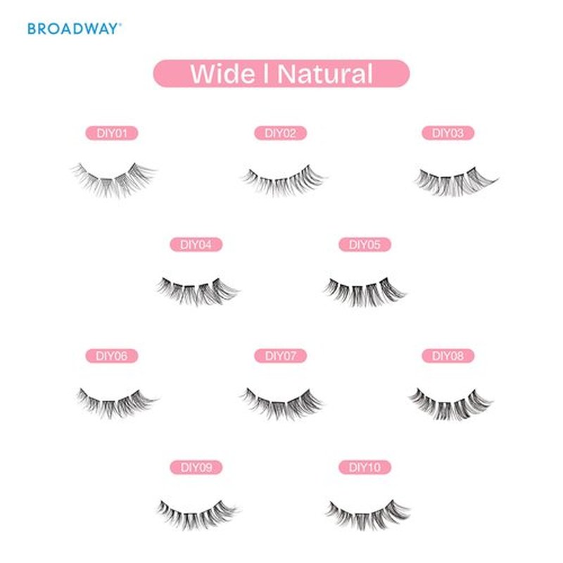 Broadway Lash Clusters, 9-16mm 77 pcs Assorted Natural Wispy False Eyelashes, Customizable DIY Individual Lash Extensions for Beginners, Lightweight & Comfortable Wide Band, Great for Everyday Glam