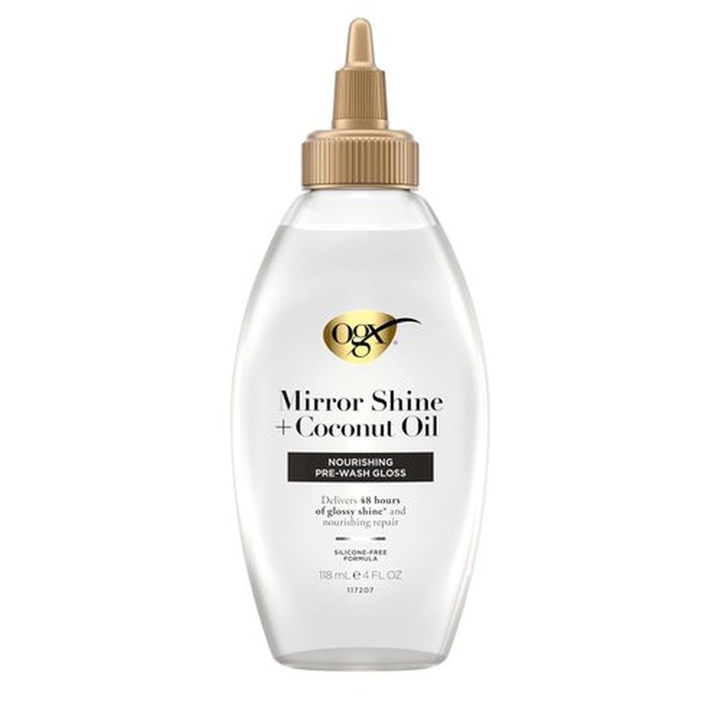 OGX Mirror Shine Hair Gloss - Nourishing Coconut Oil Treatment for 48 Hours of Glossy Shine | 4 fl. oz