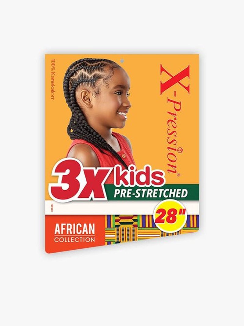 Sensationnel Braiding Sensationnel African Collection 3X X-PRESSION KIDS PRE-STRETCHED BRAID 28″ (3-PACK, 1B)