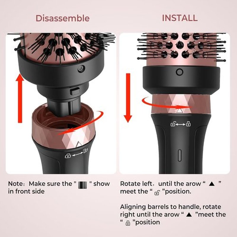 Thermal Brush,3 in 1 Thermal Brush, 3 Temp Up to 410°C Curling Curling Iron, 1.25/1.5/1.75" Detachable Thermal Round, Ceramic Tourmaline Heater, 110-220V Travel Heated Round Hair Styling Tools