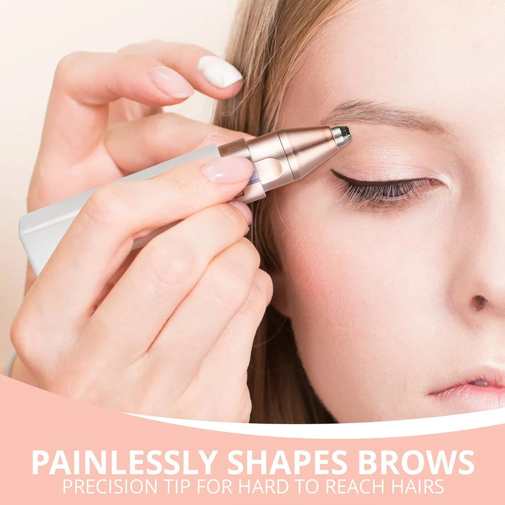 Eyebrow Facial Hair Remover for Women: Rechargeable 2 in 1 Face Shavers and Eyebrow Trimmer - Painless Electric Hair Removal Device for Face Eyebrows Lips Peach Fuzz with Light