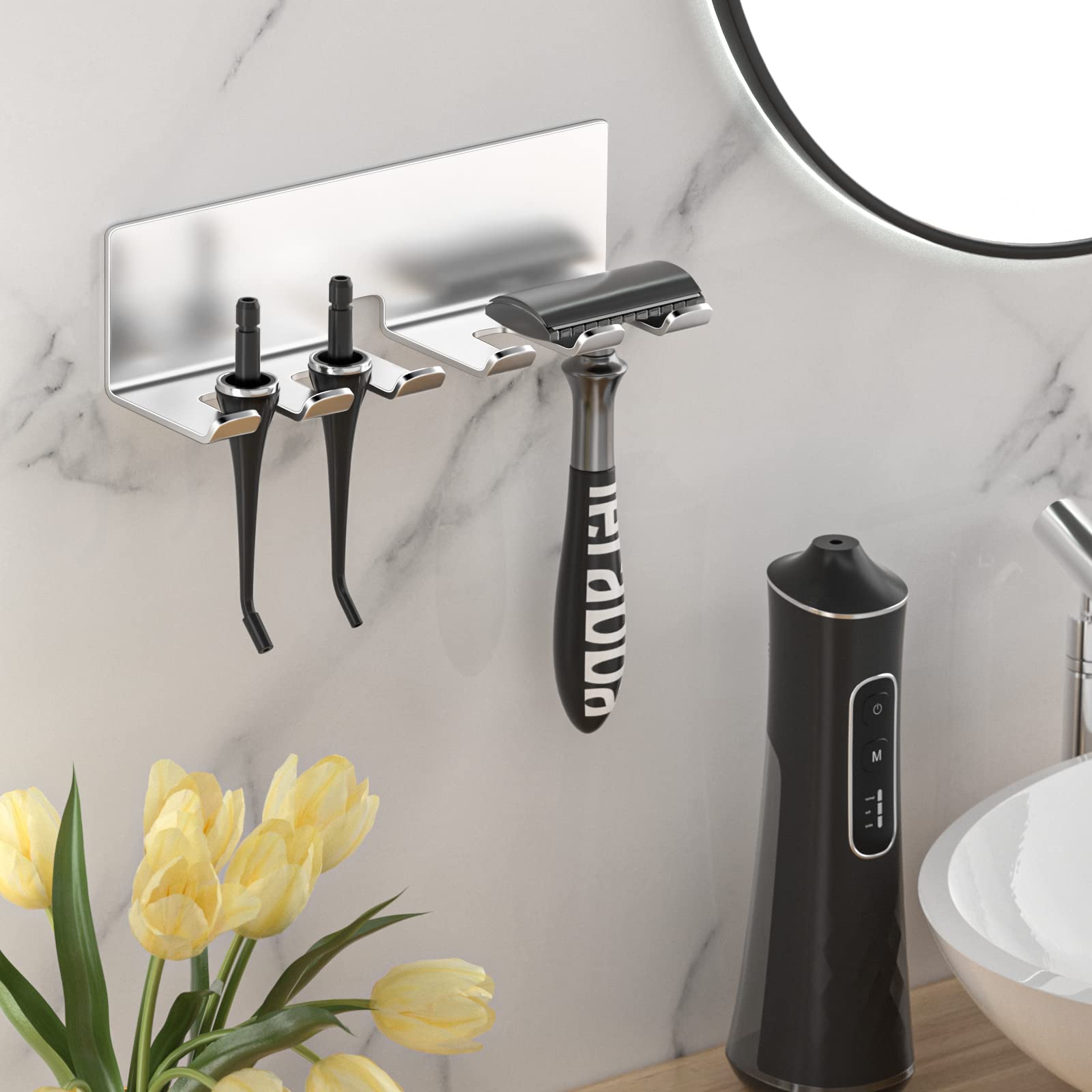 YAYINLI Electric Toothbrush Head Holder, Toothbrush Holders Wall Mounted, Electric Toothbrushs Holder, Bathroom Shower Tooth Brushing Holder, Tooth Brush Head Holder Organiser (Silver, Large)