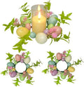 Skiennix Easter Egg Candle Rings - 3-Piece Mini Wreath Set for Spring Decor | 9" Pastel Holders