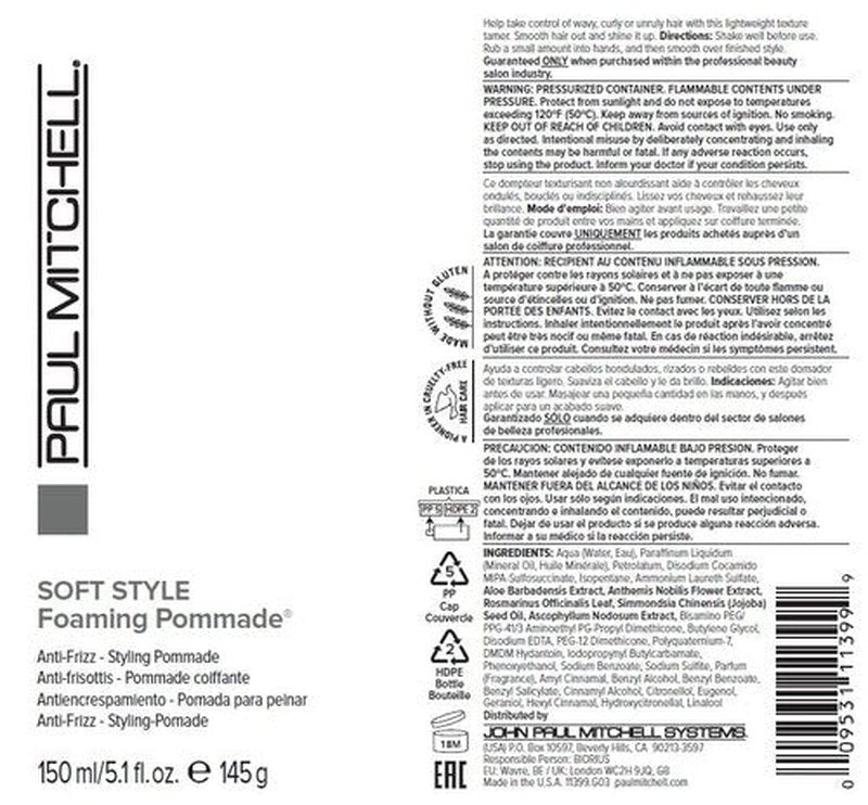 Paul Mitchell Foaming Pomade - Defines Texture & Boosts Shine for Curly, Wavy & Coily Hair