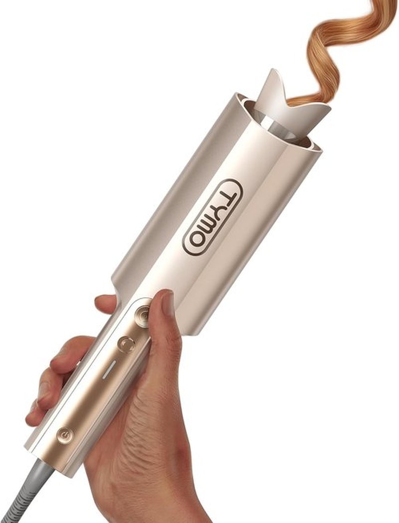 TYMO CurlPro Plus Automatic Rotating Curling Iron - Long Barrel Ceramic Curler for Women, Gold, 1.5 Inch