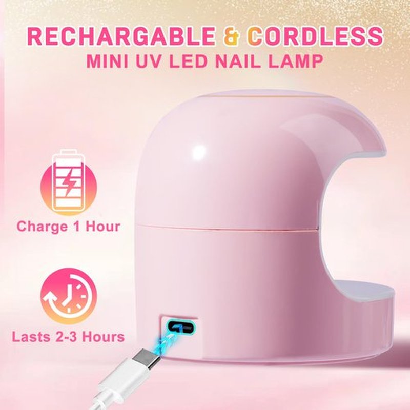 MEKK Mini UV Light for Gel Nails,18W Cordless Single Finger UV LED Nail Lamp,Portable Small Professional Flash Cure Lamp for Detail Work,Compact Design for Beginners,Travel,Home-Pink