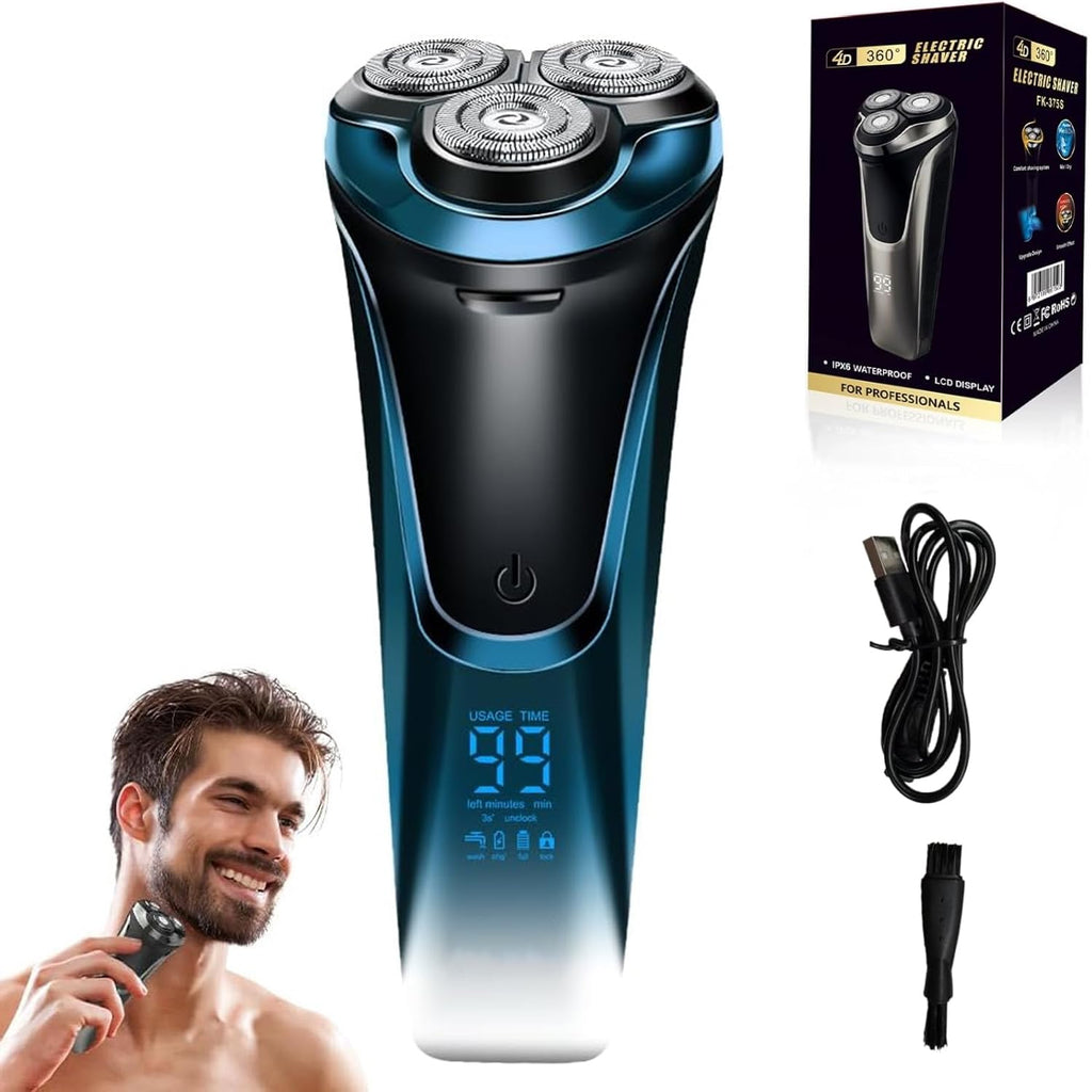Snapbuy Electric Razor for Men, Snapbuy Electric Razor Pro of Father, 4D Floating Head Rotary Shaver, Ipx7 Waterproof Electrical Razors, Wet & Dry Fast Charging Electrical Shaver LCD Display (Gray)