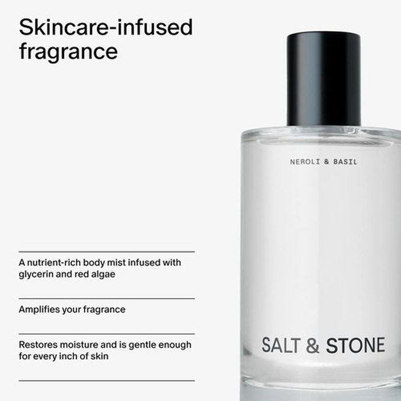 Salt & Stone Body Mist - Neroli & Basil Hydrating Spray | Skincare-Infused for All | 3.4 fl oz