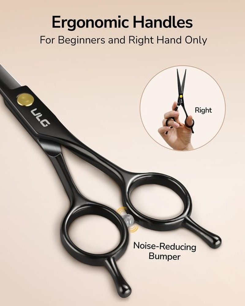 Hair Cutting Scissors Thinning Shears Kit ULG Professional Barber Hairdressing Texturizing Salon Razor Edge Scissor Japanese Stainless Steel 6.5 inch BLK